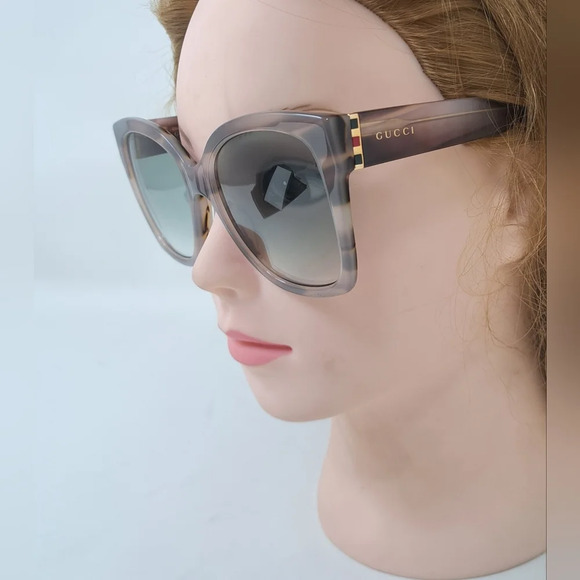 NWT Gucci Women's Sunglasses Marble Gray Square Full Rim GG0459S 005 54-19-145 - Picture 5 of 16